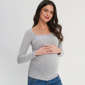 Sinsay - Koszulka bawełniana MAMA - Jasny szary - damski - 7738J-09M