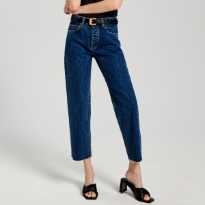 Sinsay - Jeans high waist straight - Blu scuro - Da donna - 7770A-59J