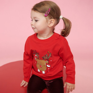 Sinsay - Bluza świąteczna - Czerwony - dziewczynka - 7872Q-33X