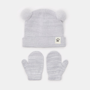 Sinsay - Komplet: czapka i rękawiczki - Jasny szary - dziewczynka - 7911P-09M