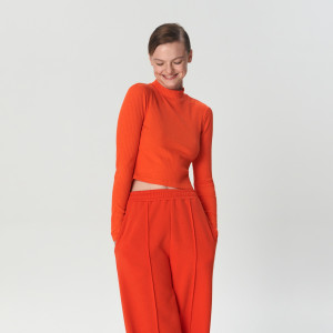 Sinsay - Crop top a costine - Arancione - Da donna - 7946A-22X