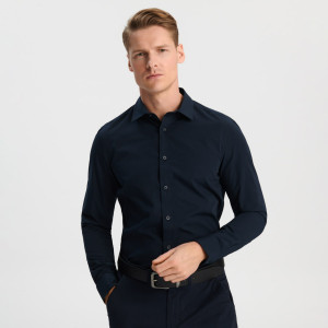 Sinsay - Camicia slim fit - Blu scuro - Da uomo - 8030Y-59X