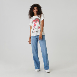 Sinsay - T-Shirt mit Druck David Bowie - Elfenbein - damen - 8120J-01X