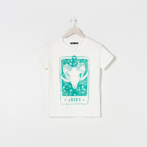 Sinsay - Koszulka Baran - Biały - damski - 8131J-00C