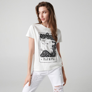 Sinsay - Koszulka Byk - Biały - damski - 8131J-00P