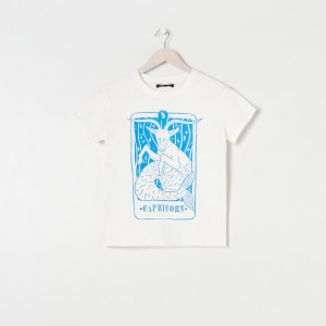 Sinsay - Koszulka Koziorożec - Biały - damski - 8131J-00R