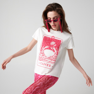 Sinsay - Koszulka Rak - Kremowy - damski - 8131J-01J