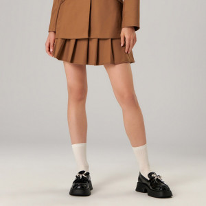 Sinsay - Spódnica mini rozkloszowana - Beżowy - damski - 8172A-80X