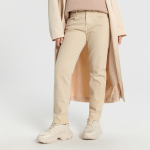Sinsay - Jeansy straight high waist - Beżowy - damski - 8229Z-12J