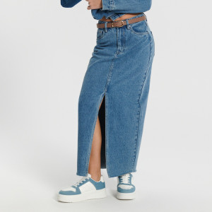 Sinsay - Spódnica maxi z rozcięciem - Niebieski - damski - 8230Z-50J