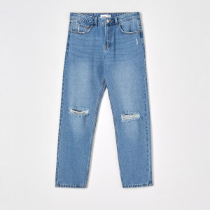 Sinsay - Jeansy straight mid waist - Niebieski - damski - 8241Z-50J