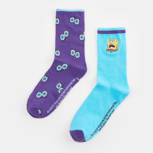 Sinsay - Skarpetki 2 pack Sponge Bob - Fioletowy - męski - 8303U-45X