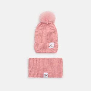 Sinsay - Komplet: czapka i komin - Różowy - dziewczynka - 8316P-39X