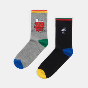 Sinsay - Skarpetki 2 pack Snoopy - Czarny - męski - 8331U-99X