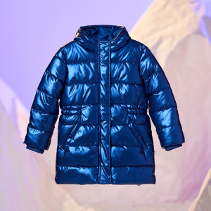 Sinsay - Płaszcz pikowany z kapturem - Granatowy - dziewczynka - 8375N-59X