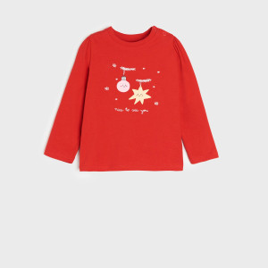 Sinsay - Koszulka z nadrukiem - Czerwony - dziewczynka - 8381Q-33X