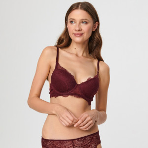 Sinsay - Push-up-BH mit Spitze - Burgundrot - damen - 8383R-83X