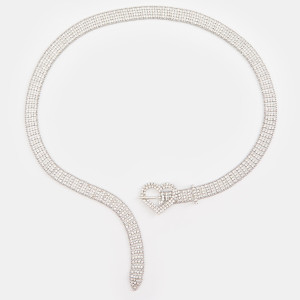 Sinsay - Pasek z cyrkoniami - Srebrny - damski - 8402F-SLV