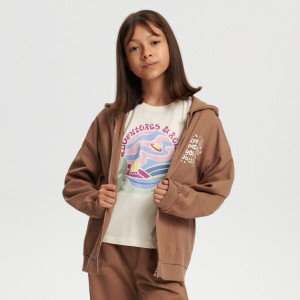 Sinsay - Bluza rozpinana - Brązowy - dziewczynka - 8415Q-88X