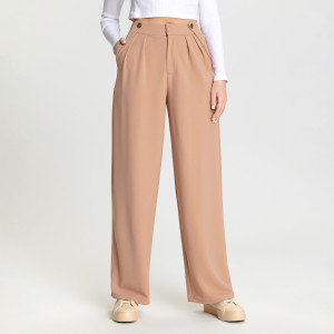 Sinsay - Spodnie wide leg - Beżowy - damski - 8432Z-12X