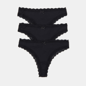 Sinsay - Majtki brazyliany 3 pack - Czarny - damski - 8484R-99X