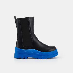 Sinsay - Botki z imitacji skóry - Niebieski - damski - 8489F-55X