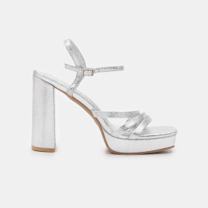 Sinsay - Sandały na obcasie - Srebrny - damski - 8507F-SLV