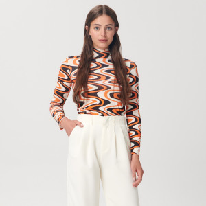Sinsay - Koszulka ze wzorem - Pomarańczowy - damski - 8629A-22X