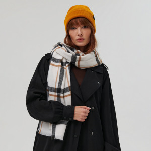 Sinsay - Szalik w kratę - Kremowy - damski - 8685A-02X