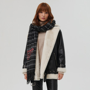 Sinsay - Szalik w kratę - Czarny - damski - 8699A-99X