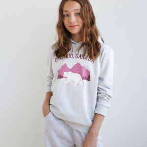Sinsay - Bluza z kapturem - Jasny szary - dziewczynka - 8718M-09M