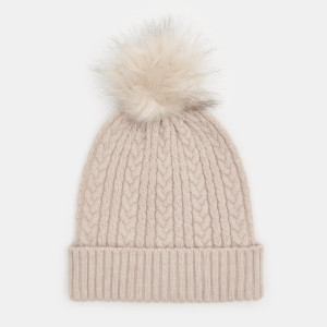 Sinsay - Czapka z pomponem - Kremowy - damski - 8731F-02M