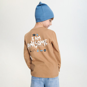 Sinsay - Koszulka z nadrukiem - Beżowy - chłopiec - 8874C-80X