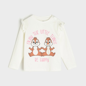 Sinsay - Koszulka Chip i Dale - Kremowy - dziewczynka - 8886C-01X