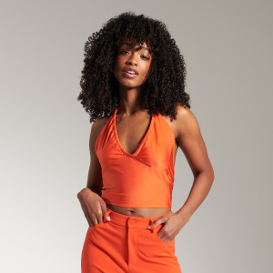 Sinsay - Crop top z wiązaniem - Pomarańczowy - damski - 8971J-22X