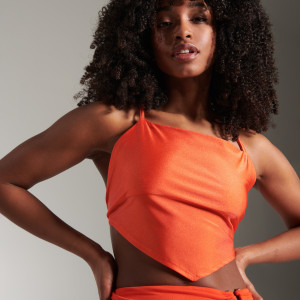 Sinsay - Crop top z wiązaniem - Pomarańczowy - damski - 8972J-22X