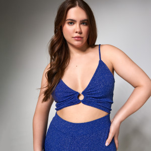 Sinsay - Crop top na ramiączkach - Niebieski - damski - 8979J-54X