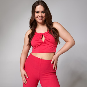 Sinsay - Crop top z wiązaniem - Różowy - damski - 8982J-43X