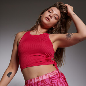 Sinsay - Crop top z wiązaniem - Różowy - damski - 8993J-43X