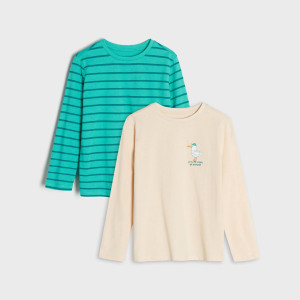 Sinsay - Koszulki 2 pack - Zielony - chłopiec - 9047C-07X