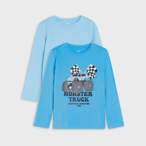 Sinsay - Koszulki 2 pack - Niebieski - chłopiec - 9048C-52X