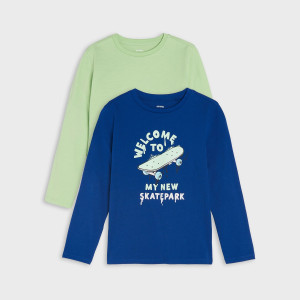 Sinsay - Koszulki 2 pack - Niebieski - chłopiec - 9048C-57X