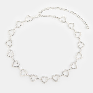 Sinsay - Pasek z cyrkoniami - Srebrny - damski - 9538R-SLV