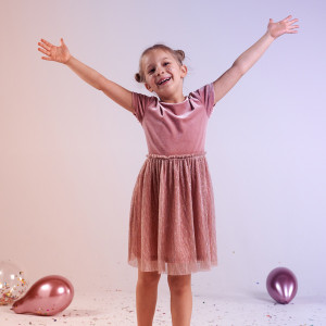 Sinsay - Sukienka z marszczeniami - Różowy - dziewczynka - 9544Q-03X