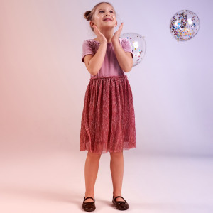 Sinsay - Sukienka z marszczeniami - Różowy - dziewczynka - 9553Q-30X