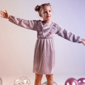 Sinsay - Sukienka z marszczeniami - Różowy - dziewczynka - 9555Q-30X