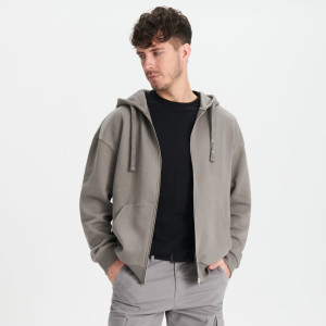 Sinsay - Sweatjacke mit Reißverschluss - Hellgrau - herren - 9614C-09X