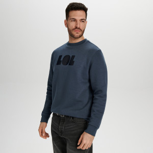 Sinsay - Bluza z nadrukiem - Niebieski - męski - 9616C-57X