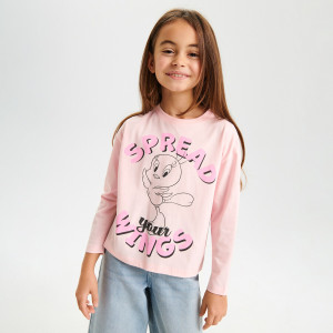 Sinsay - Koszulka Looney Tunes - Różowy - dziewczynka - 9630Q-03X