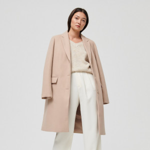 Sinsay - Płaszcz z wełną - Beżowy - damski - 9683A-08X